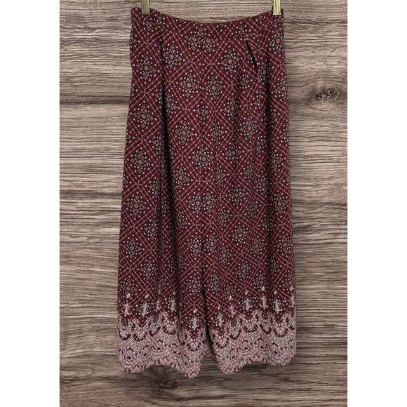 Forever 21 Floral Guachos Pants Sz Small Red Culottes Wide Leg Palazzo Gypsy - Picture 1 of 8